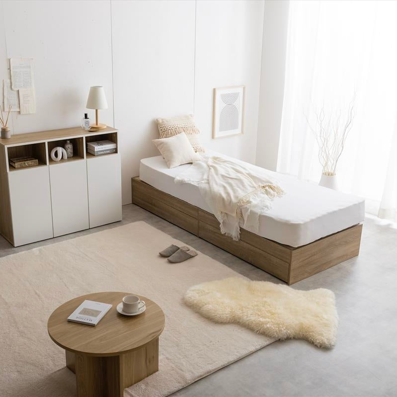 [シングル]ヘッドレス収納付ベッドフレーム