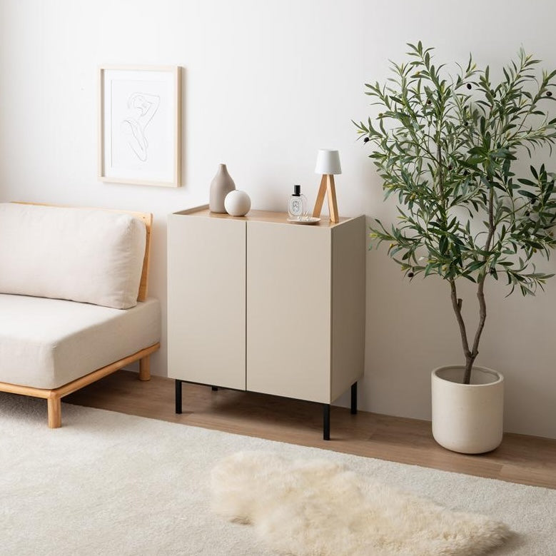 [幅70cm]木目柄バイカラーキャビネット