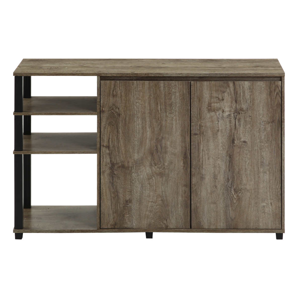 オープンラックが一体になった、ウッド素材のキャビネット