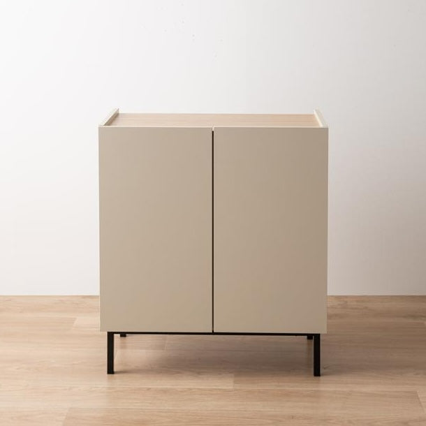 [幅70cm]木目柄バイカラーキャビネット