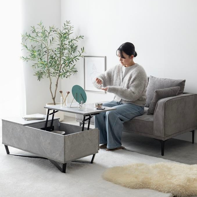 [幅90cm]昇降式引き出し付きセンターテーブル