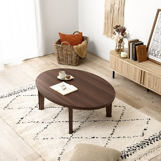 リバーシブル楕円天板こたつセンターテーブル