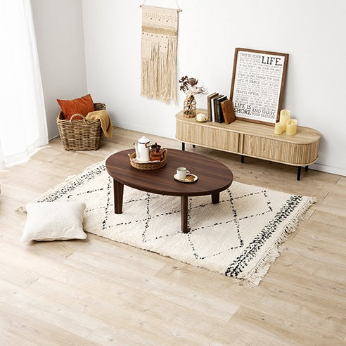 リバーシブル楕円天板こたつセンターテーブル