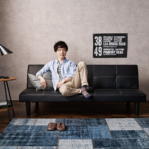 2wayレザー調ソファベッド