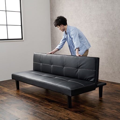 2wayレザー調ソファベッド
