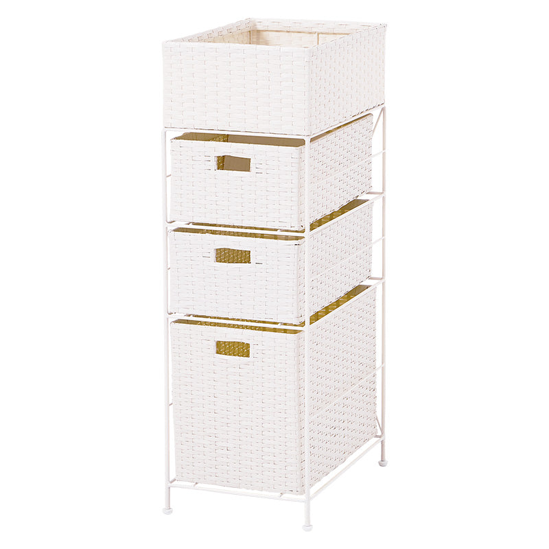 白の幅25.5cmのスリム設計のランドリー引出し収納