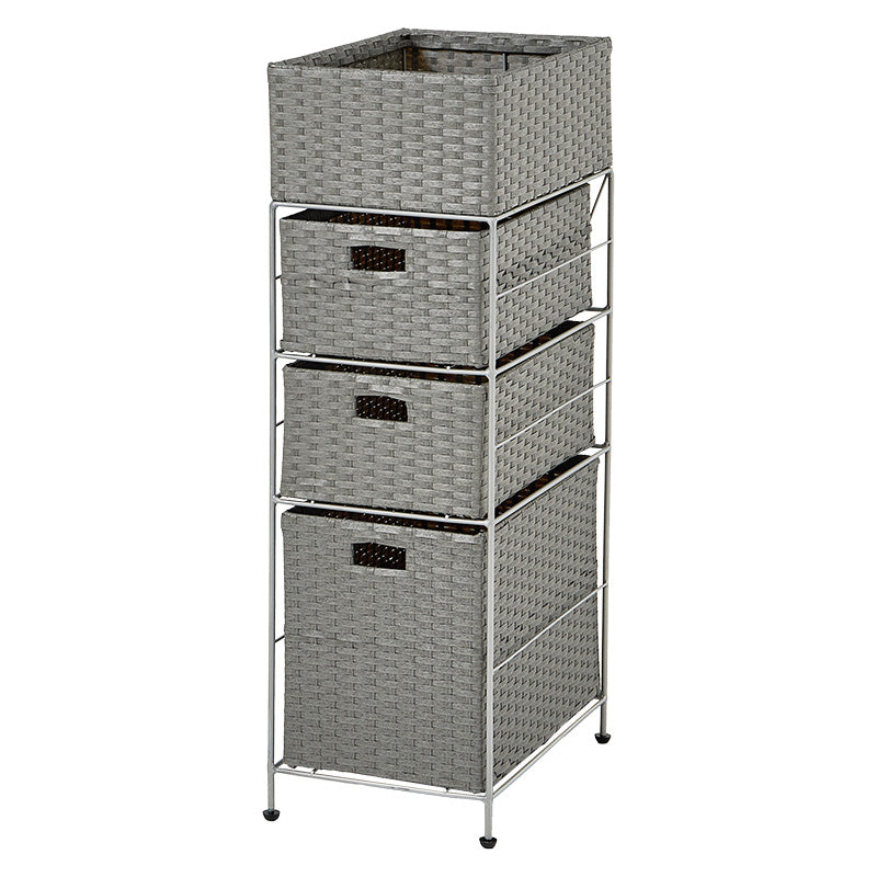 グレーの幅25.5cmのスリム設計のランドリー引出し収納