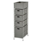 グレーの幅25.5cmのスリム設計の5段のランドリー引出し収納