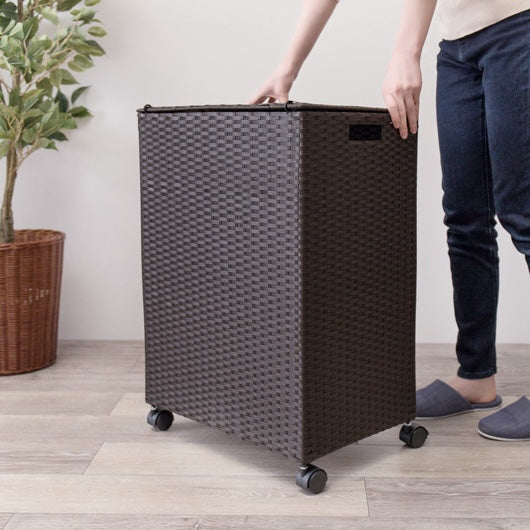 キャスター付ラタン調収納ボックス