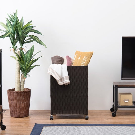 キャスター付ラタン調収納ボックス