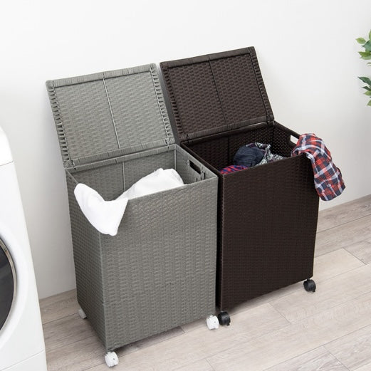 キャスター付ラタン調収納ボックス