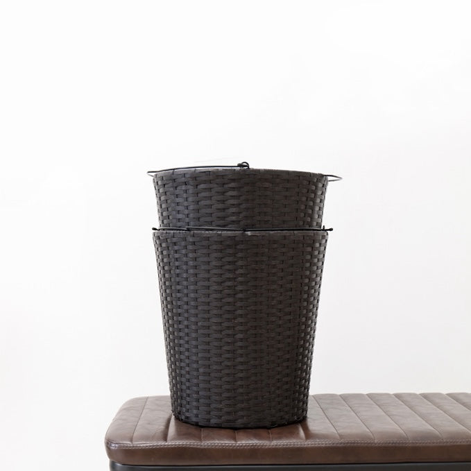 ラタン調ランドリーバスケットラック