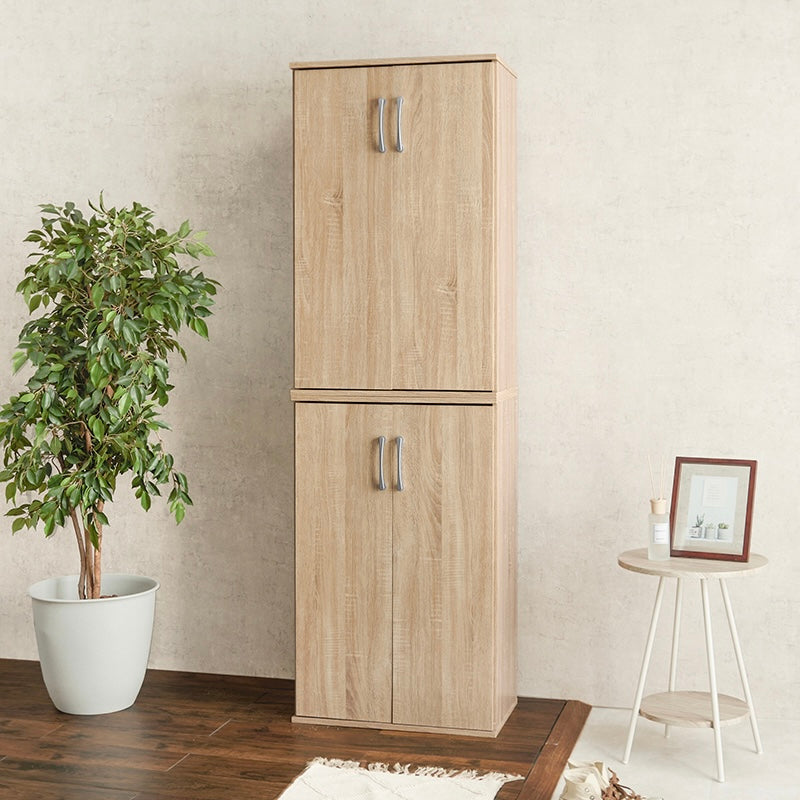 ナチュラルカラーのシューズラックが2つ重ねられて置かれている