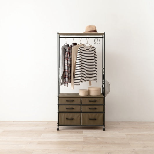 ファブリック素材の収納付きハンガーラック