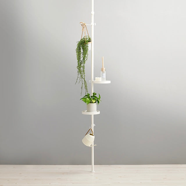 トレイ部分が丸型の突っ張りポールラック