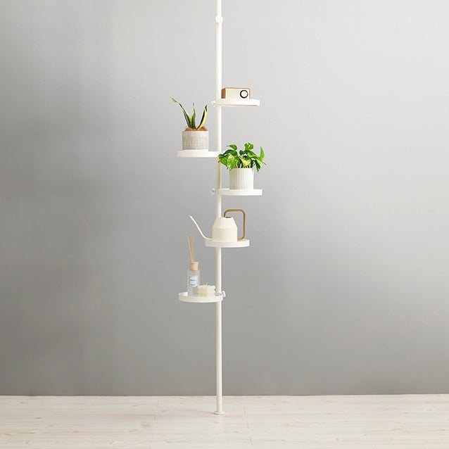 トレイ部分が丸型の突っ張りポールラック