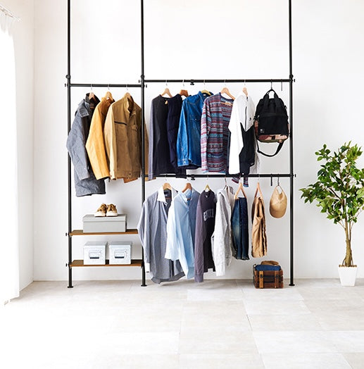 突っ張り伸縮ハンガーラック