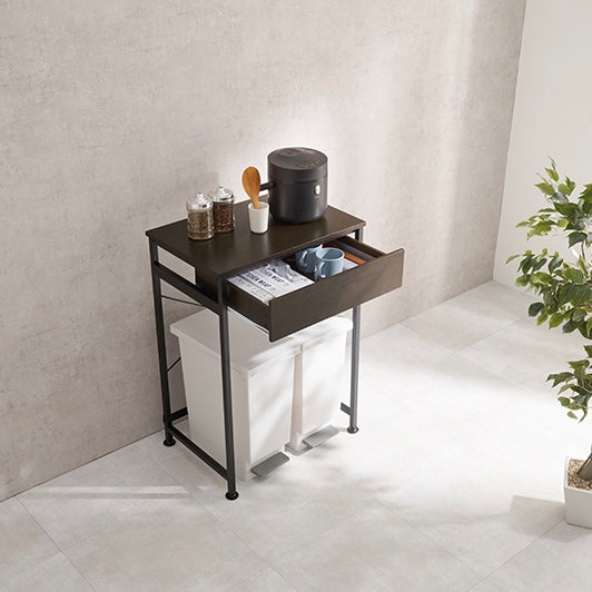 ブラウンのゴミ箱上収納