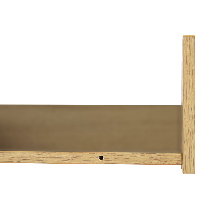 ナチュラルカラーのゴミ箱上収納の木目のアップ