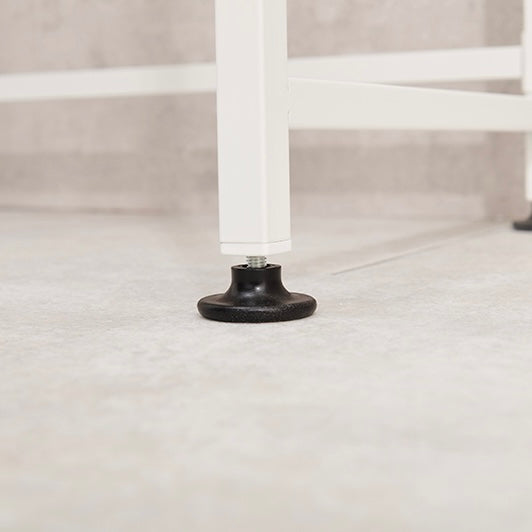 ホワイトカラーのゴミ箱上収納の脚