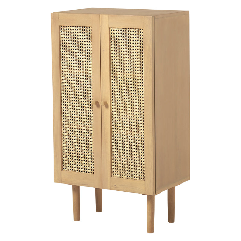 ラタン収納キャビネットを白抜き正面から写している