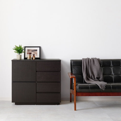 [幅79cm]可動棚付き木目調キャビネット