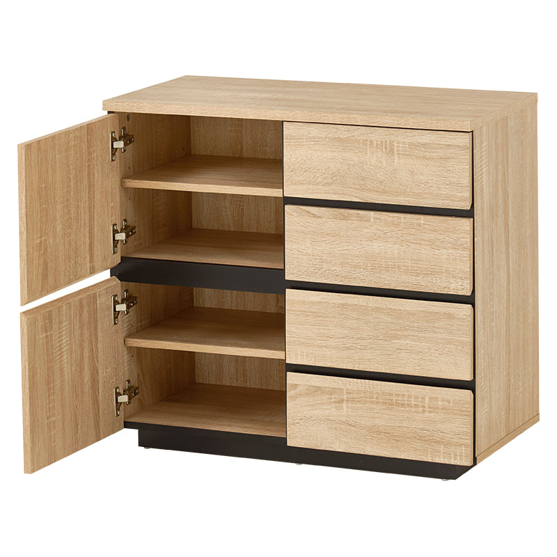 [幅79cm]可動棚付き木目調キャビネット