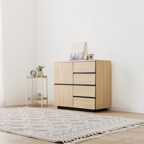 [幅79cm]可動棚付き木目調キャビネット