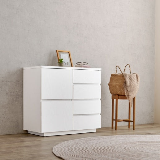 [幅79cm]可動棚付き木目調キャビネット