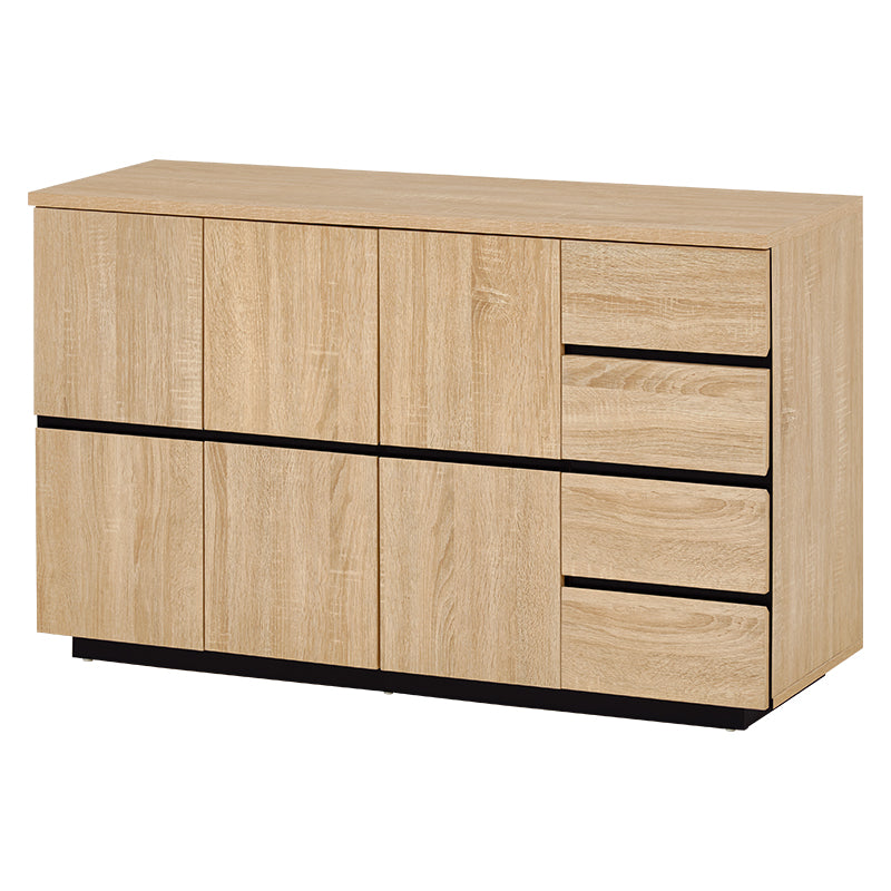 可動棚付き木目調キャビネットナチュラルを正面から写している