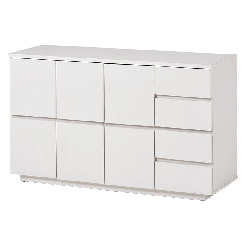 可動棚付き木目調キャビネットホワイトを色抜きで正面から写している