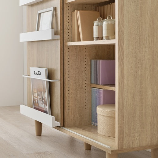 片面スライド扉付ブックシェルフ