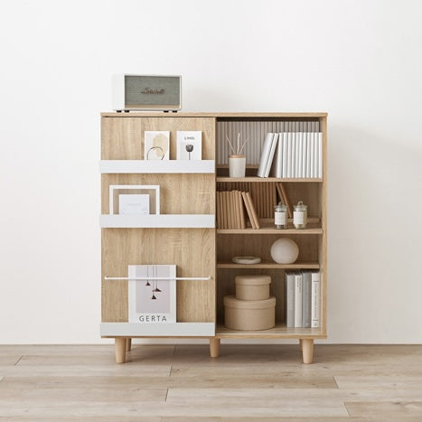 片面スライド扉付ブックシェルフ