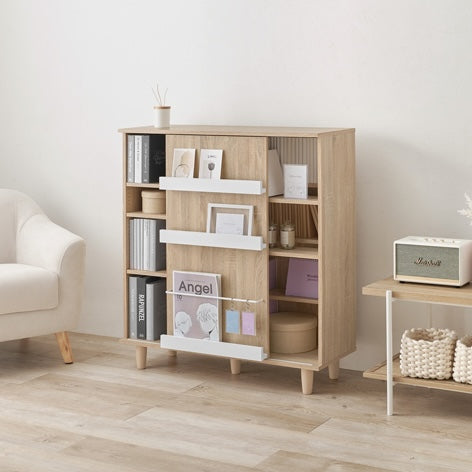 片面スライド扉付ブックシェルフ