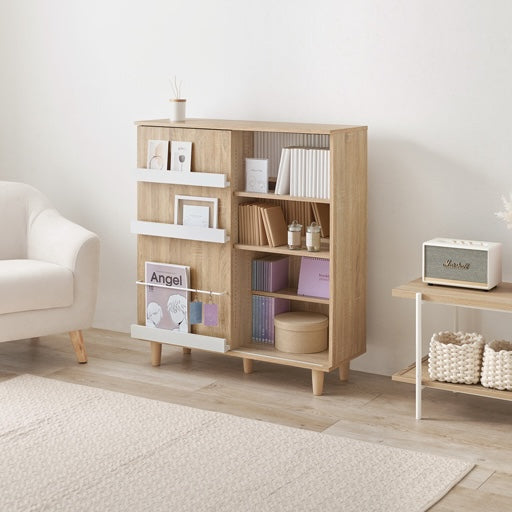 片面スライド扉付ブックシェルフ