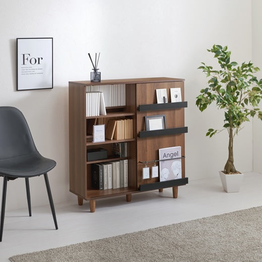 片面スライド扉付ブックシェルフ