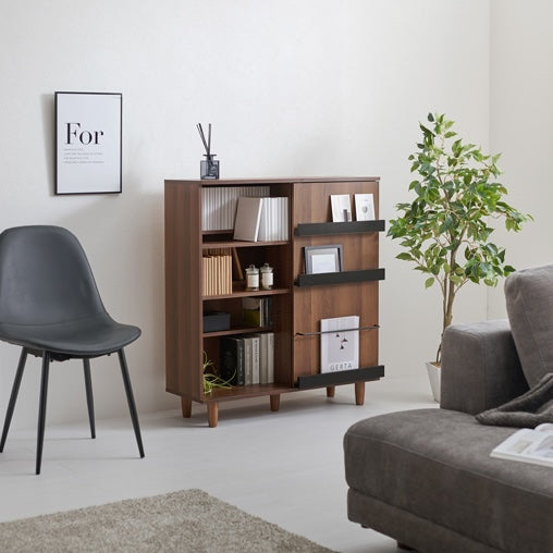 片面スライド扉付ブックシェルフ