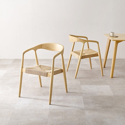 [2脚SET]無垢材ペーパーコードアームチェア