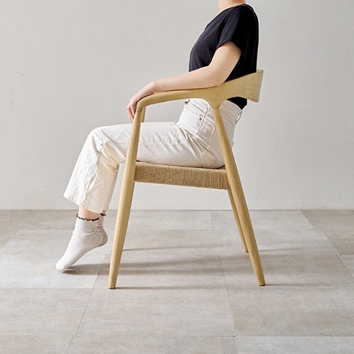[2脚SET]無垢材ペーパーコードアームチェア