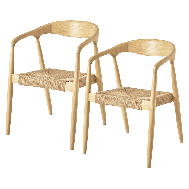 [2脚SET]無垢材ペーパーコードアームチェア