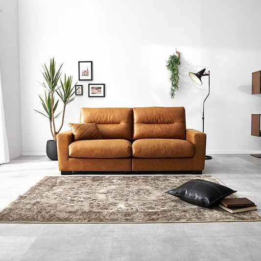 レザー調ボリュームソファ