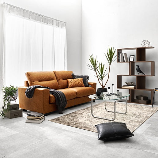 レザー調ボリュームソファ