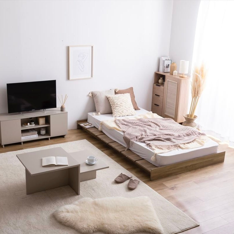 ブラウンカラーのシングルサイズすのこベッド