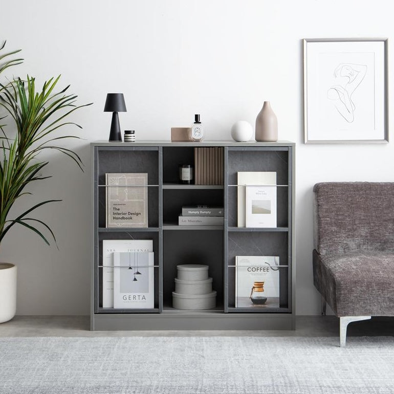 [幅96cm]スライド収納付本棚ラック