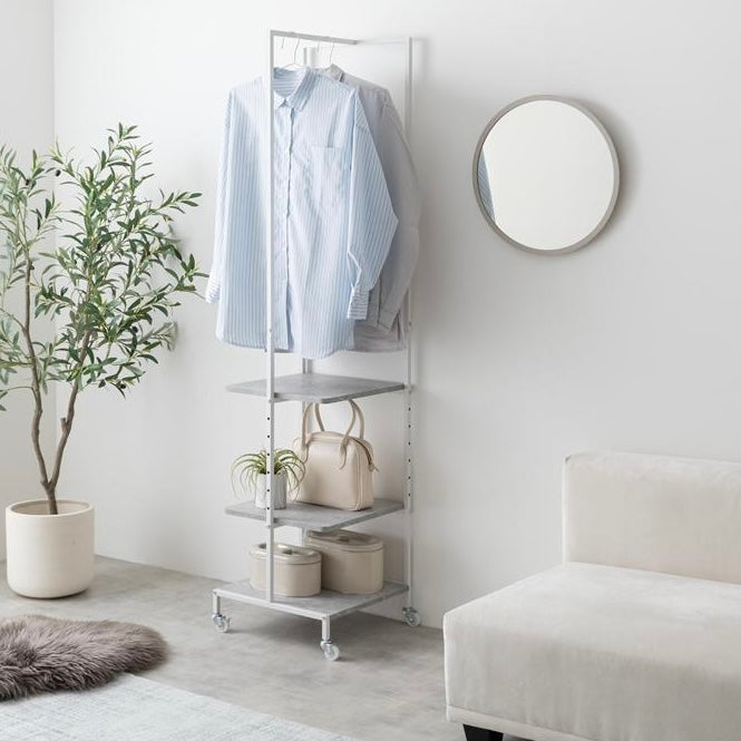 [幅40cm]棚付きスリムハンガーラック