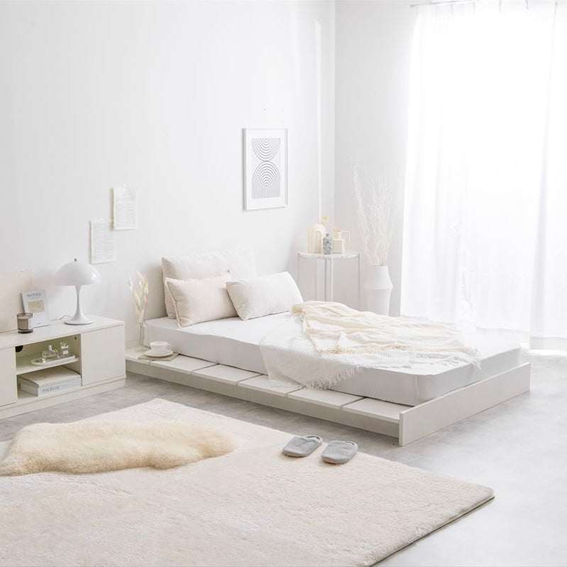 ホワイトカラーのシングルサイズすのこベッド