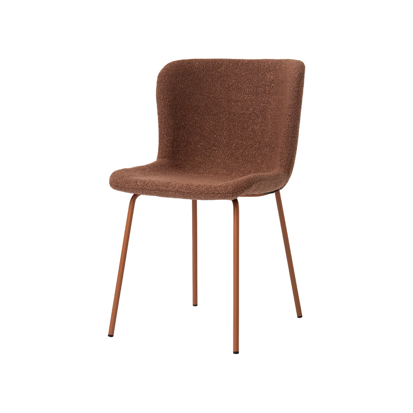 Brown textured upholstered roomnhome ブランファブリックチェア with slender copper toned metal legs
