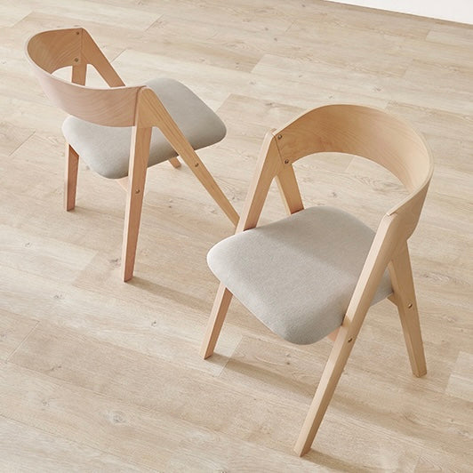 [2脚SET]天然木曲線ダイニングチェア