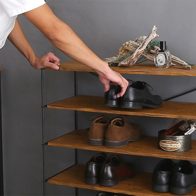 木目調シューズラック6段