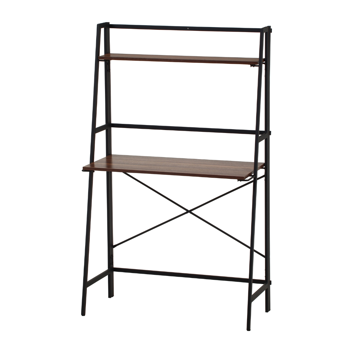 収納棚が付いた折りたたみ式のデスク